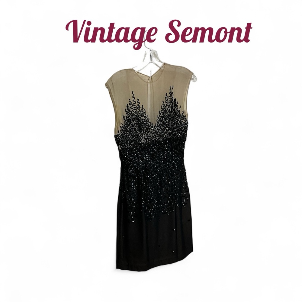 Semont New York Evening Party Dress 1950s Sequins Beads Zip Up Back